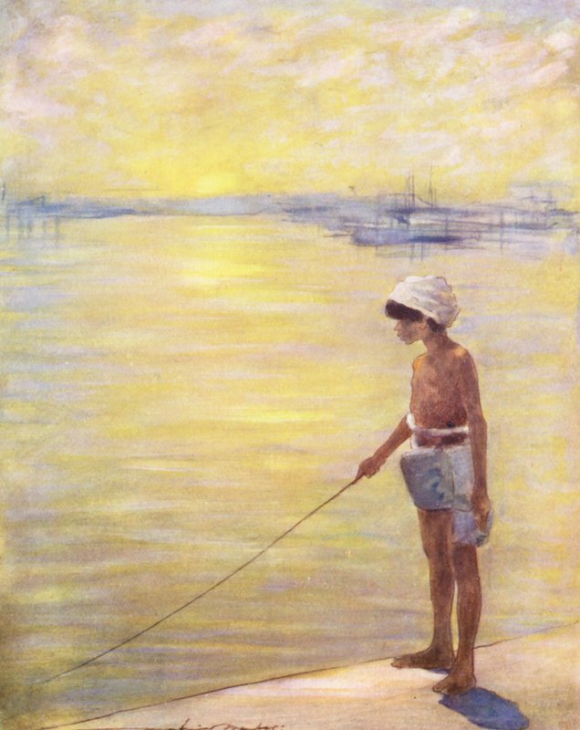 世界儿童：辛加尔斯语，捕鱼（彩色印刷版） 作者 Mortimer Ludington Menpes