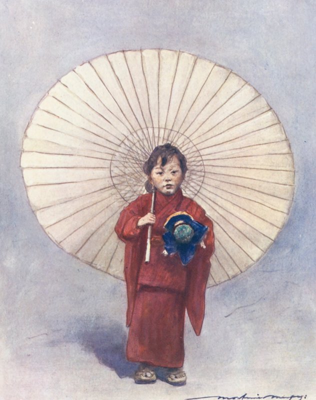 世界儿童：日本人，他的第一把雨伞（彩色印刷版） 作者 Mortimer Ludington Menpes