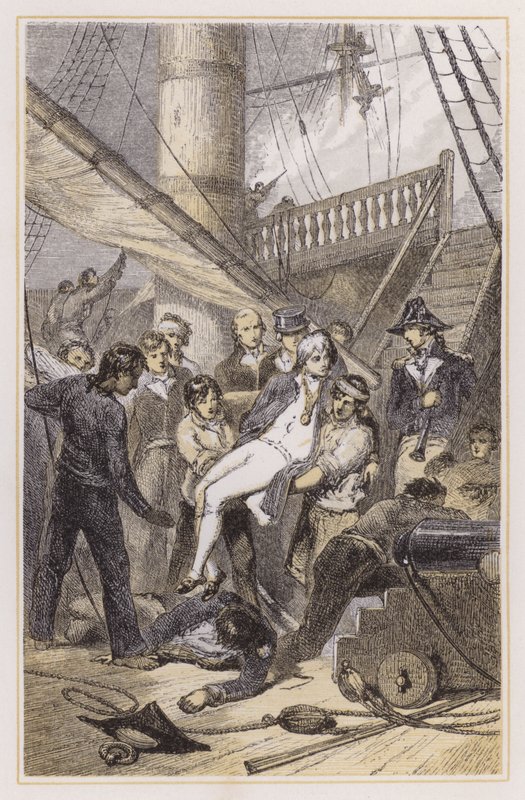 Death of Nelson at Trafalgar (coloured engraving) 作者 迈尔斯·比克（Myles Birket）（之后）福斯特（Foster）