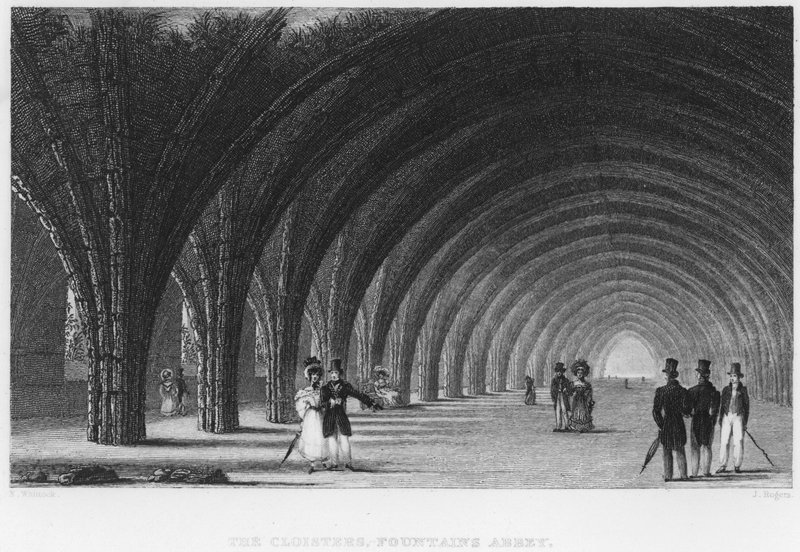 The Cloisters, Fountains Abbey (engraving) 作者 纳撒尼尔（后）惠托克