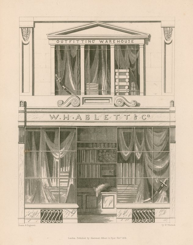 店铺前面为WH Ablett，Out装店，Cornhill，伦敦 作者 纳撒尼尔·惠特克