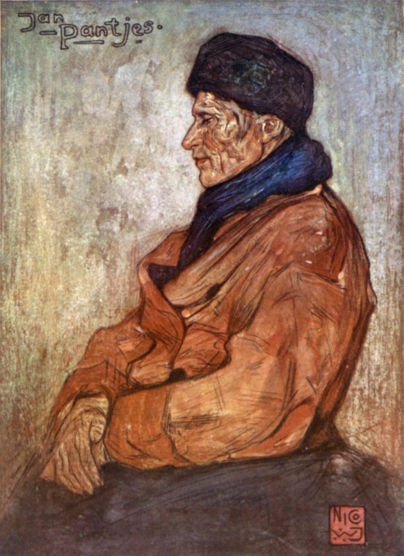 老渔夫（彩色石版画） 作者 尼科·容曼