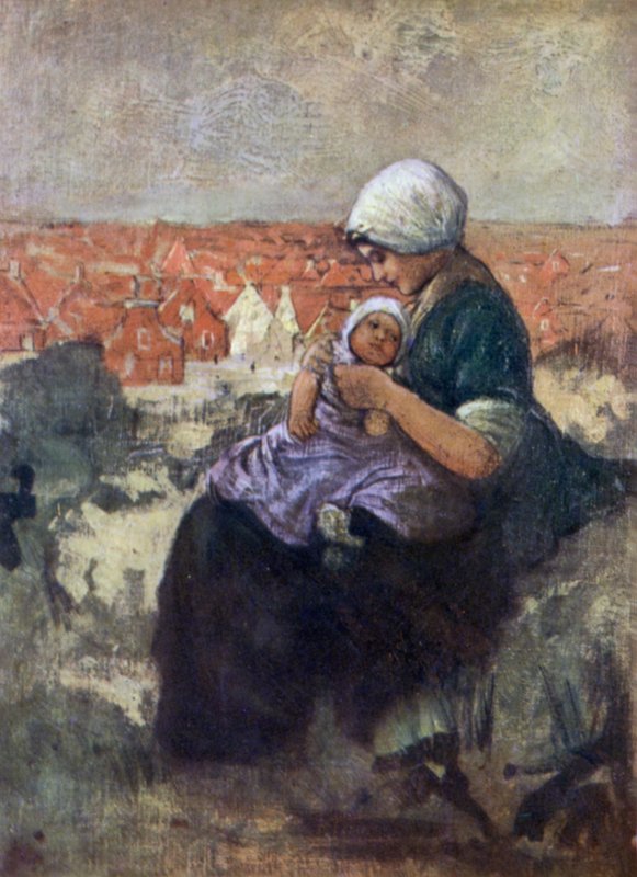 Mother and Child of Scheveningen (colour litho) 作者 尼科·容曼
