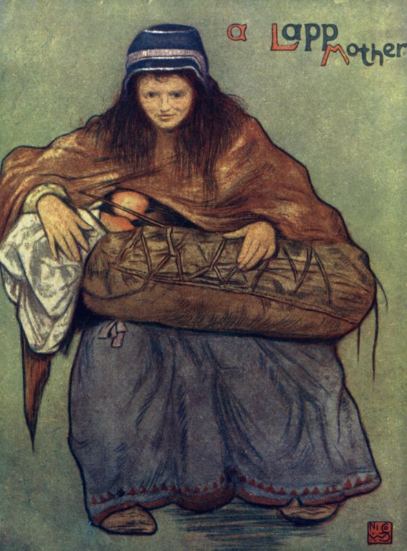 Norway: A Lapp Mother and Child (colour litho) 作者 尼科·容曼