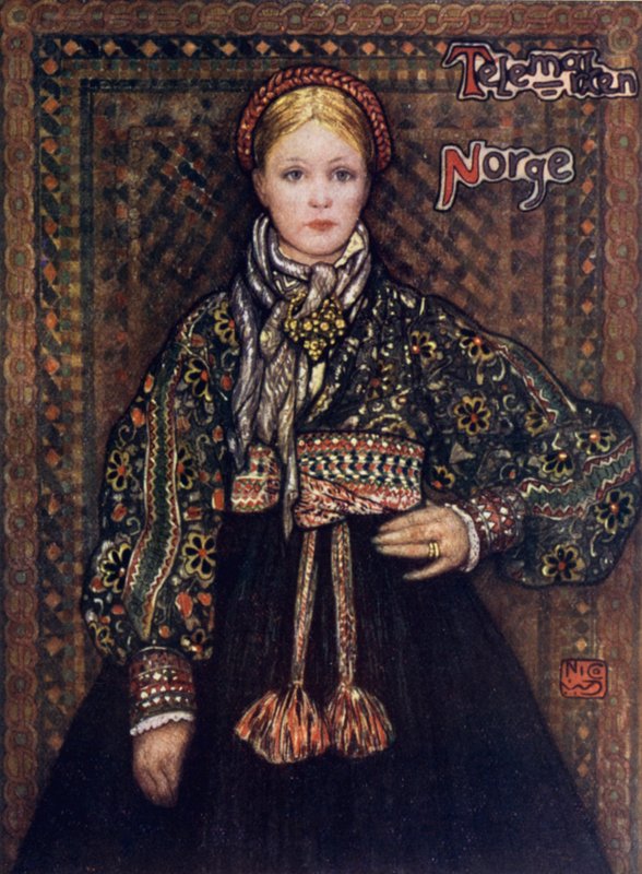 Norway: A Peasant of Saetersdalen (colour litho) 作者 尼科·容曼