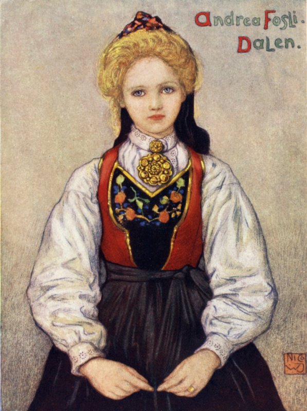 Norway: Country Girl from Dalen (colour litho) 作者 尼科·容曼