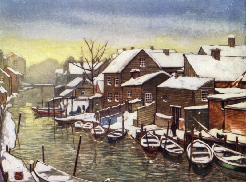 Norway: Old Canal, Christiania (colour litho) 作者 尼科·容曼