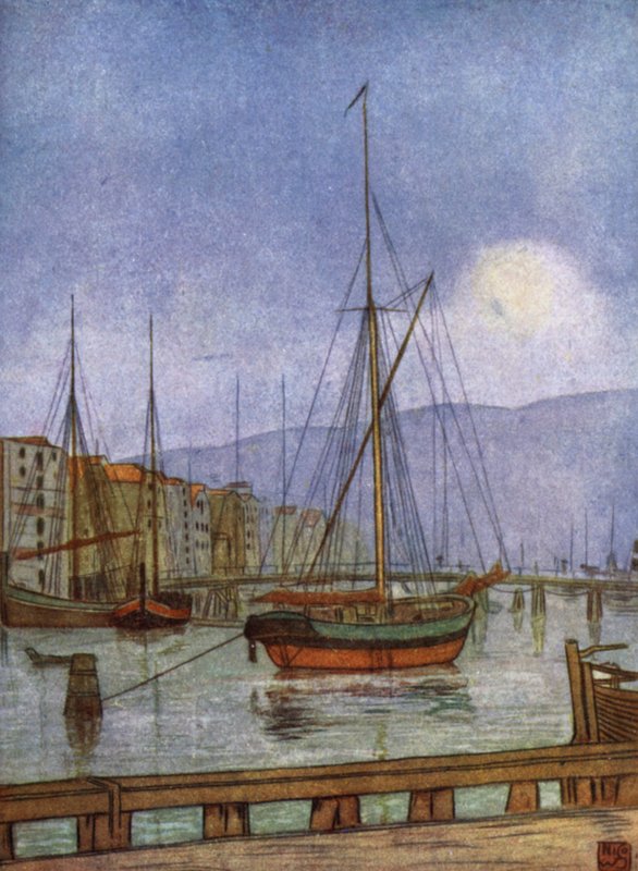 挪威：Ostre Kanalhavn、Trondhjem（彩色石版画） 作者 尼科·容曼