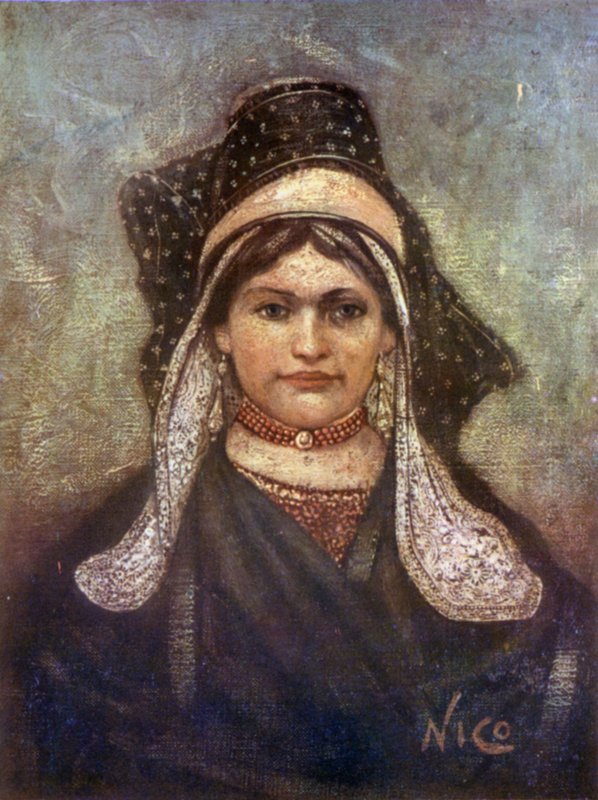 Hulst 的女人（彩色石版画） 作者 尼科·容曼