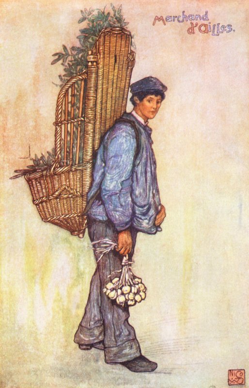 一个街头小贩，法莱斯（彩色石版画） 作者 尼科荣曼