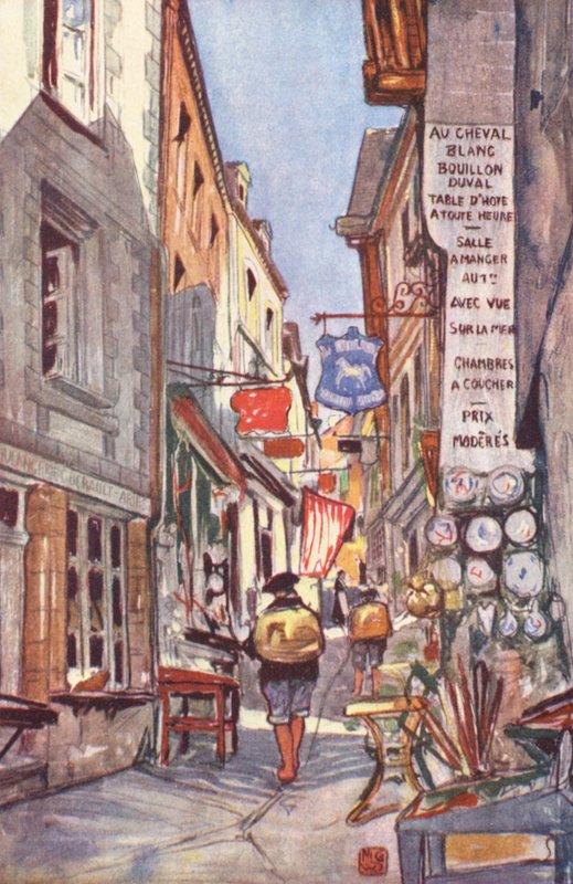 街道，圣米歇尔山（彩色石版画） 作者 尼科荣曼