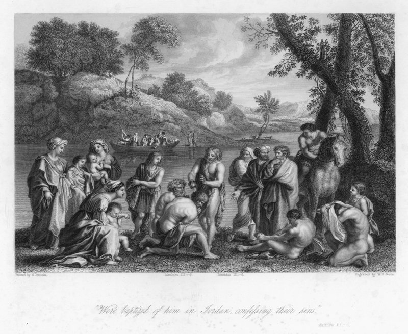 The Office of John the Baptist, Matthew III, 6 (engraving) 作者 尼古拉斯（后）普桑