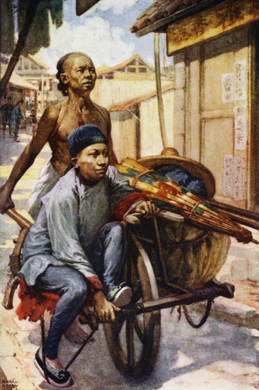 中国：手推车（彩色石版画） 作者 诺曼·哈迪