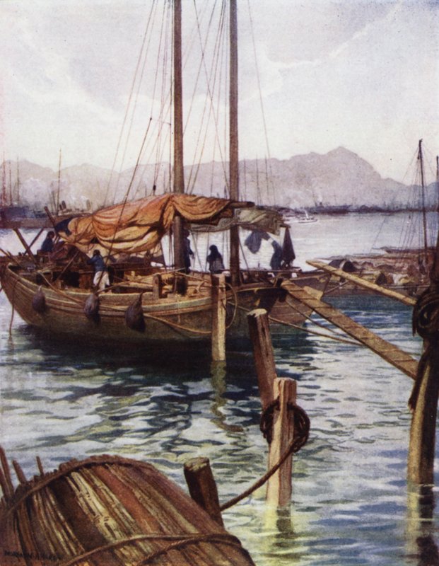 中国：香港港（彩色石版画） 作者 诺曼·哈迪