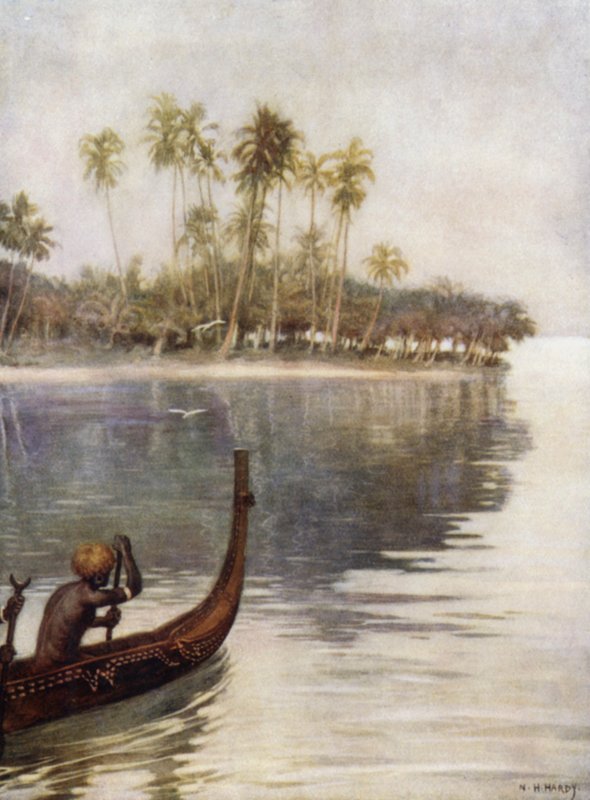 Early Morning, Gavutu, Solomon Islands (colour litho) 作者 诺曼·哈迪