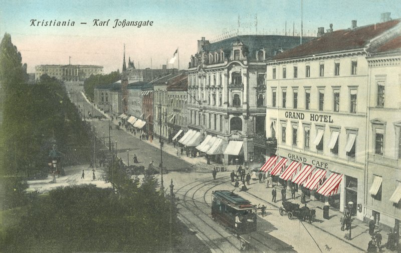 Kristiania（即奥斯陆），挪威，Karl Johansgate 作者 挪威摄影师