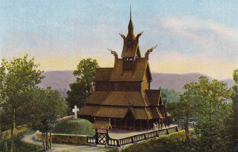 挪威：Fantoft Stavkirke（彩色照片） 作者 挪威摄影师
