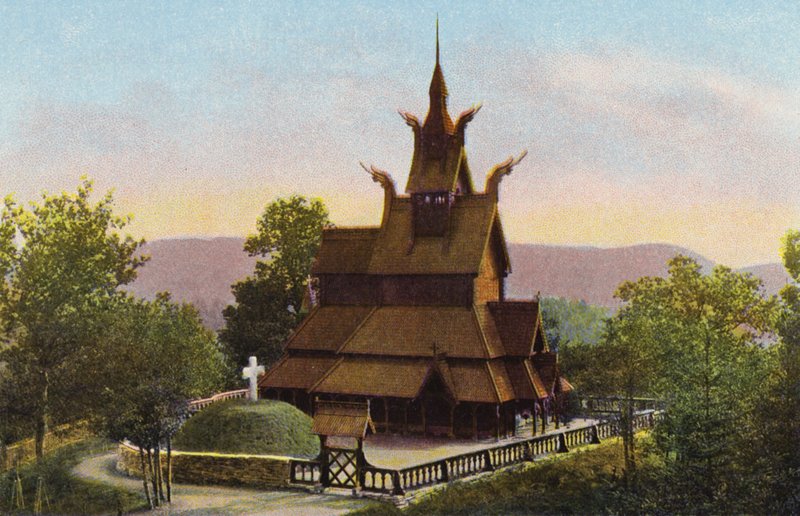 挪威：Fantoft Stavkirke（彩色照片） 作者 挪威摄影师