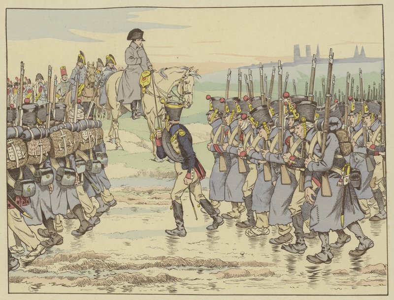 1814年3月16日，拿破仑在法国竞选团队的最后一支军队前往兰斯附近 作者 Onfray de Breville工作
