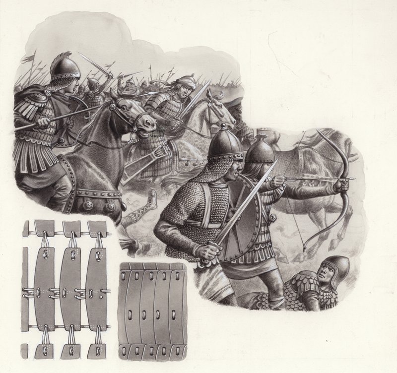 中世纪波斯哈里发的军队（水粉画，纸本） 作者 帕特（1907-95）尼科尔