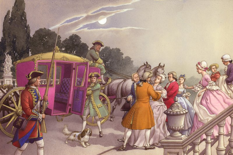 即将分娩的奥古斯塔公主被绑上马车（水粉画，纸面） 作者 帕特（1907-95）尼科尔