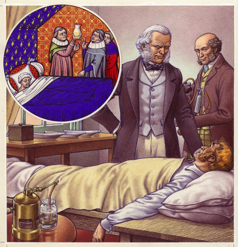 医学史上的一幕幕（水粉画，纸本） 作者 帕特（1907-95）尼科尔