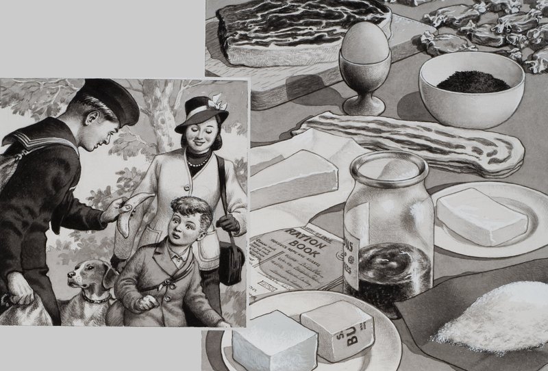 战时口粮（纸上水粉画） 作者 帕特（1907-95）尼科尔