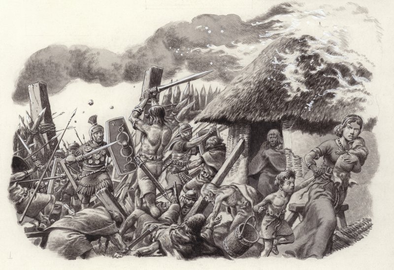 罗马军团攻打少女城堡（水粉纸本） 作者 帕特 (1907-95) 妮可
