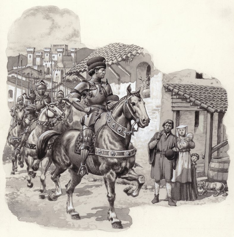 Sigismondo Malatesta，意大利雇佣兵（纸上水粉画） 作者 帕特 (1907-95) 妮可