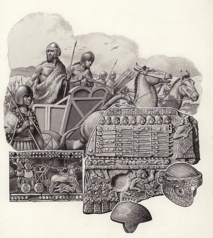 由野驴牵引的苏美尔战车（纸面水粉画） 作者 帕特 (1907-95) 妮可