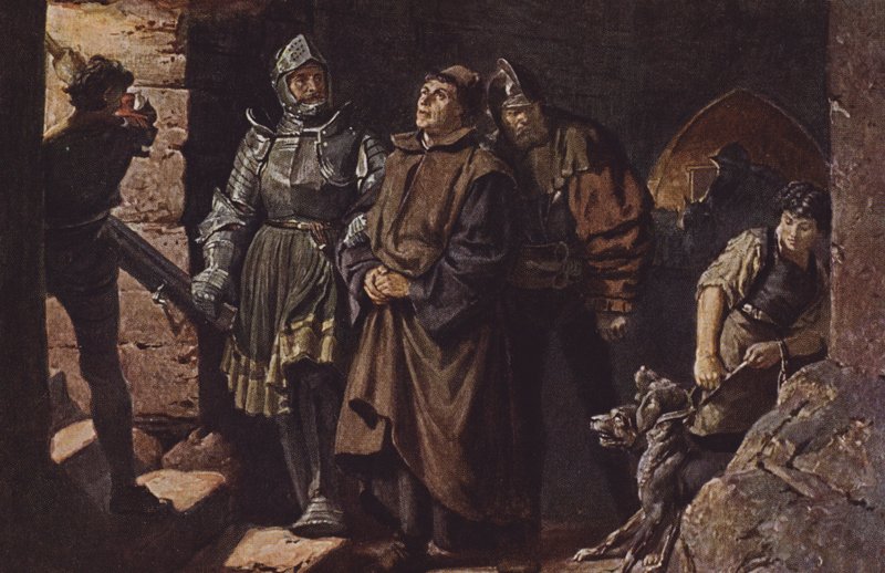 Wenckheim的Hans von Berlepsch和Burckhardt Dog护送Martin Luther到Wartburg城堡。 作者 弗里德里希·保罗·图曼