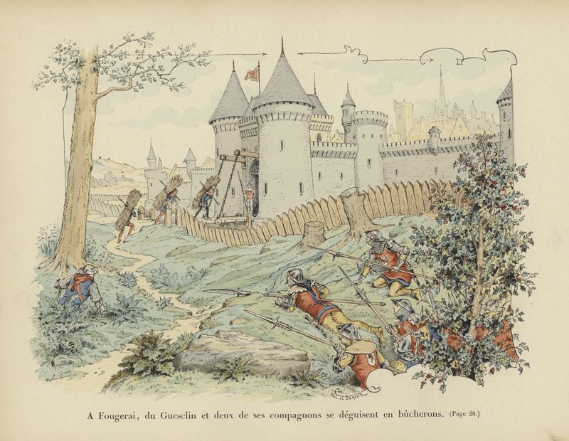 Bertrand du Guesclin和他的两个同伴伪装成樵夫捕捉Grand-Fougeray城堡，1354 作者 保罗·德·塞曼特