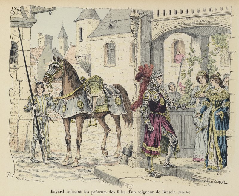 Chevalier de Bayard拒绝1512年意大利布雷西亚贵族女儿的礼物 作者 保罗·德·塞曼特