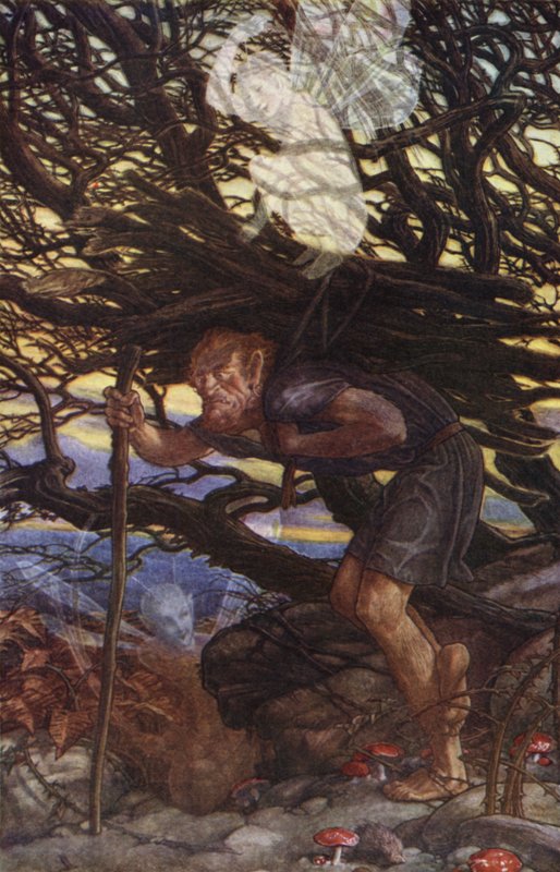 威廉-莎士比亚的《暴风雨》，第二幕，第二场（彩色石版画） 作者 保罗·文森特·伍德罗夫