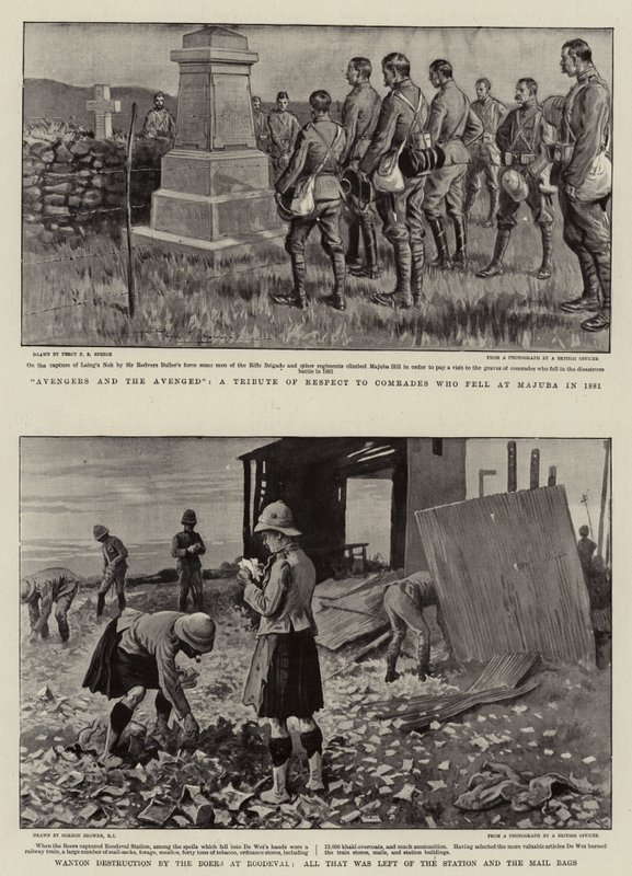 复仇者和复仇者，1881年在Majuba摔倒的同志的尊敬，Roodeval的布尔人肆意破坏，所有这些都留在了车站和邮袋 作者 珀西FS Spence