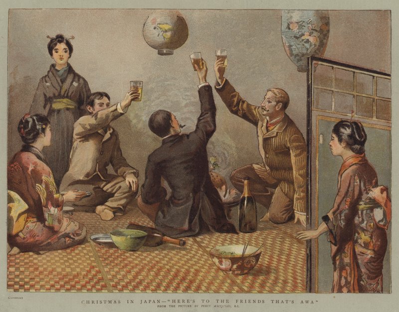 在日本的圣诞节，这是阿波的朋友（chromolitho） 作者 珀西·麦考德（Percy Macquoid）