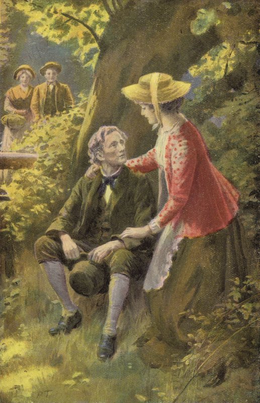 乔治·艾略特 (George Eliot) 为塞拉斯·马纳 (Silas Marner) 绘制的插图（彩色平版印刷） 作者 珀西·塔兰特
