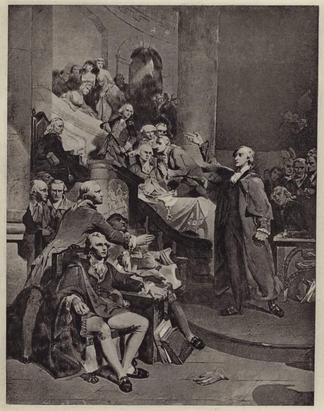 Patrick Henry delivering his speech of 1765 (litho) 作者 彼得·弗雷德里克（后）罗瑟梅尔