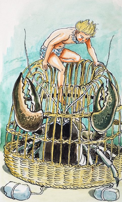 蟹篮》，插图选自查尔斯-金斯利的《水宝宝 作者 菲利普·门多萨
