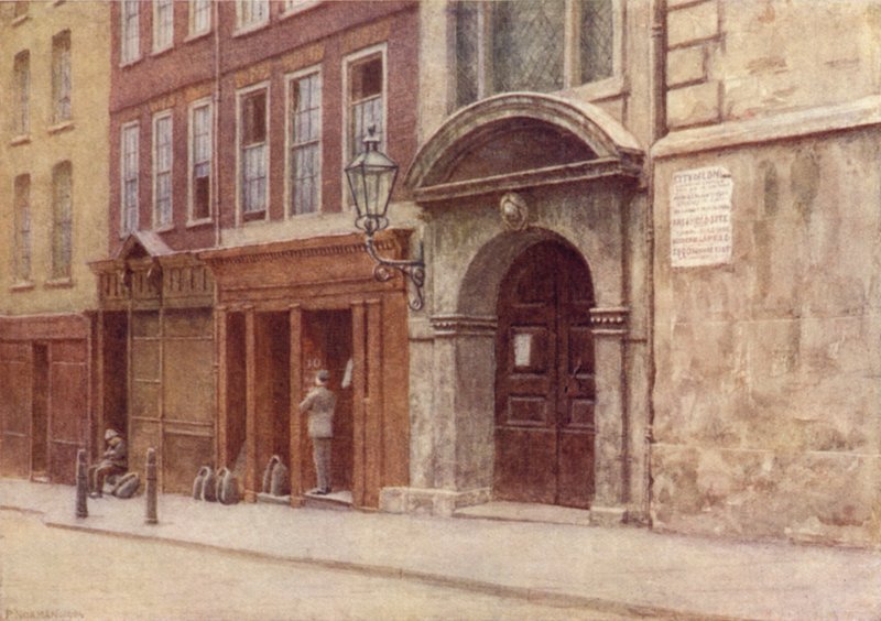 圣乔治教堂的门口，Botolph车道，1904年 作者 菲利普·诺曼