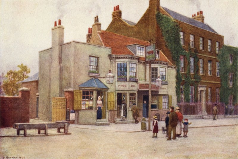 Red Cow Public-House和Fairlawn，Hammersmith Road，1897 作者 菲利普·诺曼