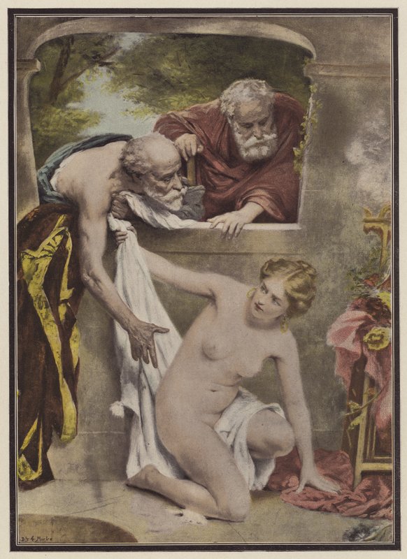 苏珊娜和长老们（彩色石版画） 作者 菲利普·费利克斯·杜普依斯（Philippe Felix Dupuis）
