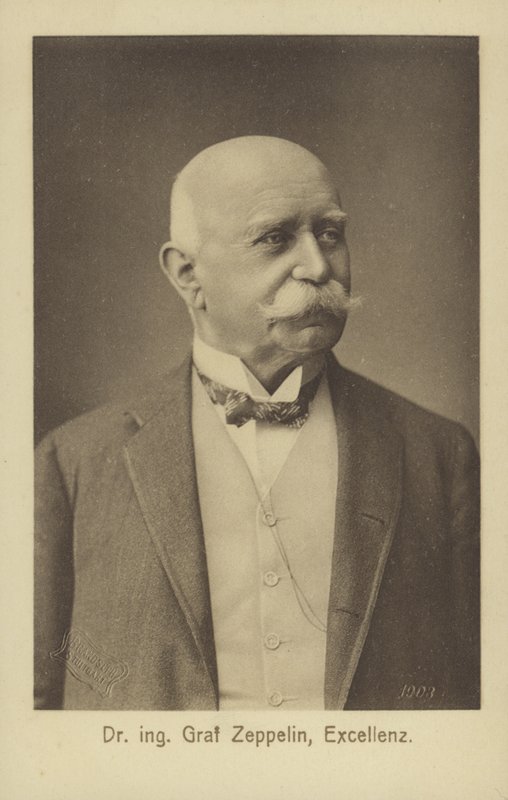 德国飞艇设计师和建造者格拉夫·费迪南德·冯·齐柏林 (Graf Ferdinand von Zeppelin)（黑白照片） 作者 德国摄影师