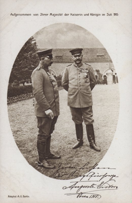 Kaiser Wilhelm II with Field Marshal Paul von Hindenburg, commander of the German army, Posen, World War I 作者 德国摄影师