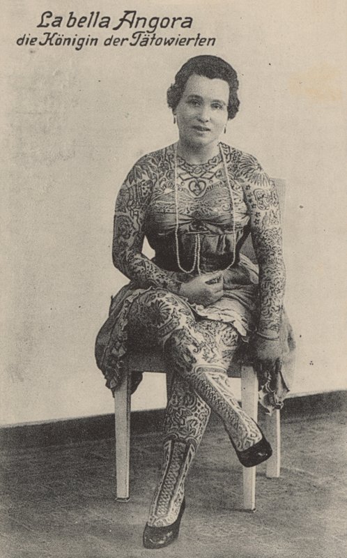 La Bella Angora，纹身女王（黑白照片） 作者 德国摄影师
