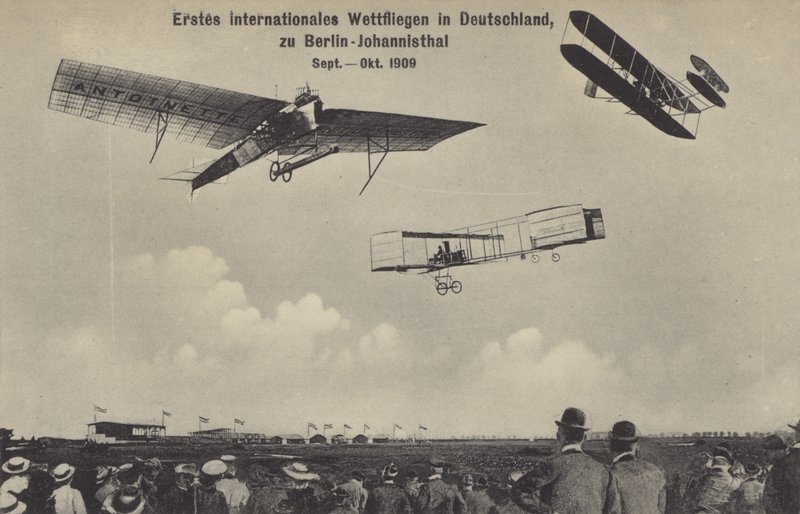 The first international air race meeting in Germany, the Berliner Flugwoche, Berlin-Johannisthal, September - October 1909 (b/w photo) 作者 德国摄影师