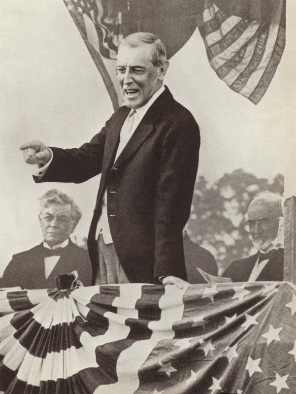 US President Woodrow Wilson, the driving force behind the establishment of the League of Nations, who nevertheless failed to persuade his country to join the organisation (b/w photo) 作者 德国摄影师