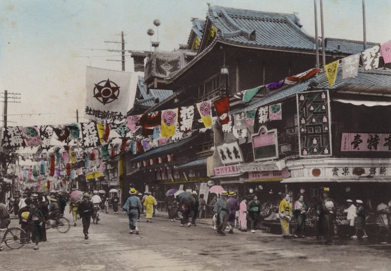 日本，约 1912 年：大阪剧院街 Dohtonbori（照片） 作者 摄影师 日本人