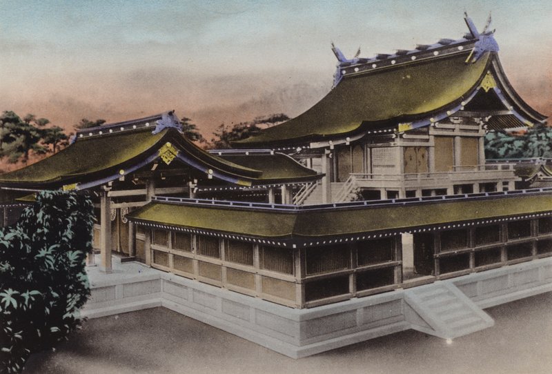日本，约 1912 年：东京神社明治神宫主楼（照片） 作者 摄影师 日本人