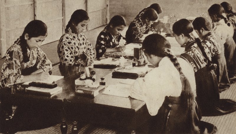 Japanese schoolchildren in class (b/w photo) 作者 摄影师 日本人